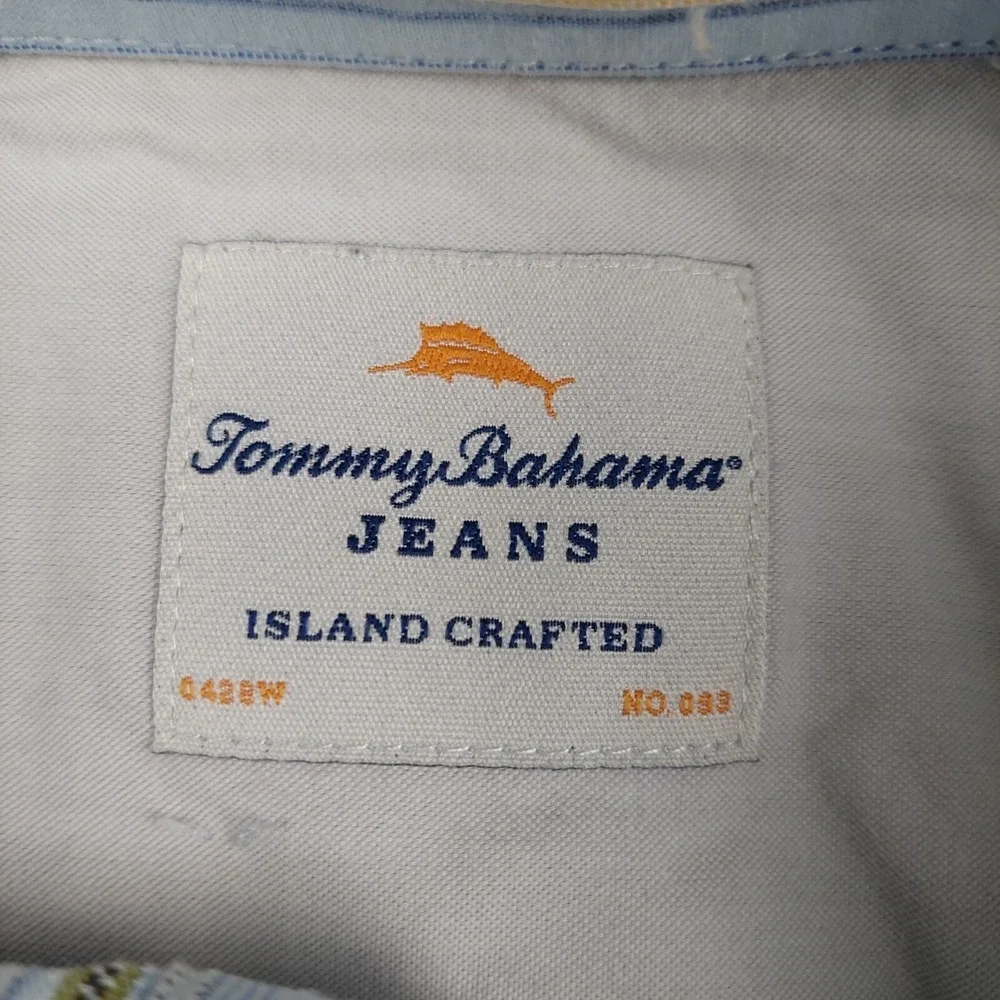Tommy Bahama Button Down Shirt Mens 3XL Blue Green Striped Long Sleeve Cotton